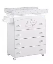 Детский комод Micuna Sweet Bear пеленальный B-970 white матрасик stars grey