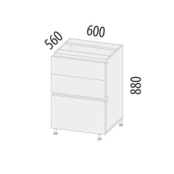 Напольный шкаф (3 ящика с метабоксами) Бостон 104.66