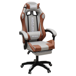 Геймерское кресло 907 KINGQUEEN, замша, цвет светло-серый с массажем, арт 907-LGrey