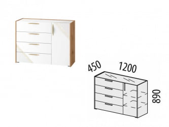 Тумба-комод Монако 903.23 Дуб Вотан / Белый шпон / Альпийский белый