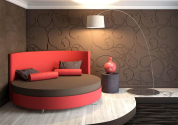 Круглая кровать Caprice 220x220 см Красная ткань