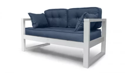 Диван двухместный DEmoku Д-2 небесно-голубой_белый