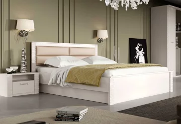 Кровать подъемная 1400 Элана №1 Бодега Белая/Сандал матовый Белый