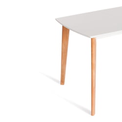 Раздвижной стол Claire столешница МДФ, опоры дерево гевея, белый / натуральное дерево, 110+30 x 75 x 75см