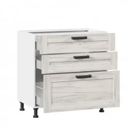 Тумба кухонная 800 с 3 ящиками (4) Винченца ЛД 234.160.000.012 Белый Дуб Крафт белый