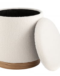 Пуф с ящиком Холли L Тедди белый