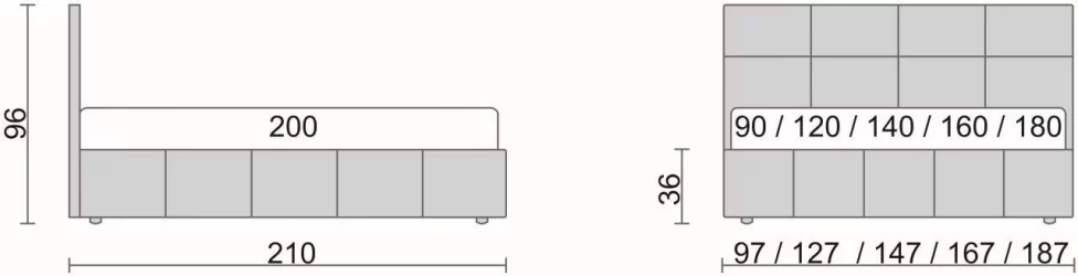 Кровать с мягким изголовьем Черный_68177