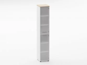 Шкаф 5 узкий закрытый, 2 стеклянные двери Deka 10.23.17Пр Туя/Белый