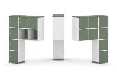 Надставка на стол высокая односторонняя + задняя стенка (8 шт.) + распашной фасад (6 шт.) CONCEPT CN.ONV-009 Кобо Белый бриллиант Белый металл