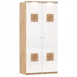 Шкаф двухстворчатый с декоративными накладками Фиджи ЛД 659.237.000 Дуб Золотой Белый