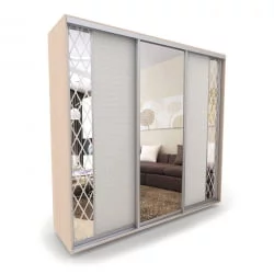 Шкаф-купе 3 двери с зеркалом Акцент-Вера КР 2400х600  Дуб молочный