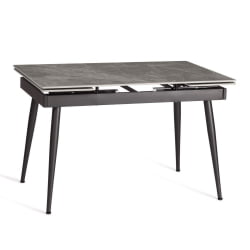 Раздвижной стол Lord Grey/Лорд Грей столешница керамика (глянцевая) / опоры металл, серый/черный, (120+30+30)x80x75 см