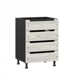 Тумба кухонная 600 с 2 ящиками ЛЮКС (4) Винченца ЛД 234.900.000.063 Тип 2 Черный Дуб Крафт белый