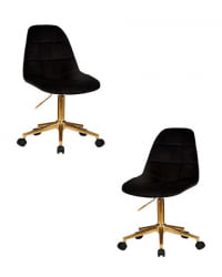 Офисное кресло для персонала DOBRIN MONTY GOLD (черный велюр (MJ9-101)) 2 шт