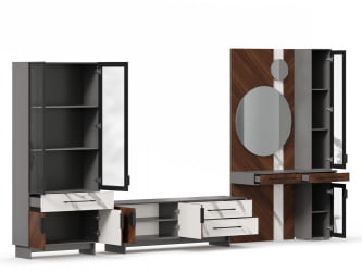 Набор мебели для гостиной Вилена №6 Серый/Орех/Монте белый