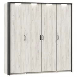 Шкаф четырехстворчатый с паспарту Техно 14 Дуб Крафт белый