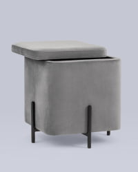 Пуф Грейс квадрат с ящиком велюр Серый