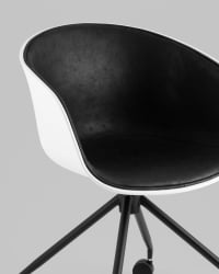 Кресло офисное LIBRA пластик белый экокожа черная на колесиках