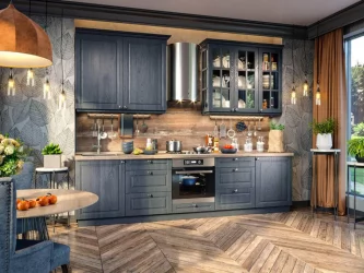 Шкаф кухонный 600 со стеклом Тип 1 Мокка ЛД 274.350.000.157 Черный Дуб фактурный антрацит