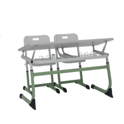 Парта двухместная регулируемая по высоте СМАРТЙ с углом наклона столешницы (рост 5-7) Голубой/Серый / SMARTY