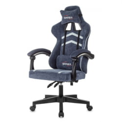Кресло компьютерное BRABIX Shooter GM-123, 2 подушки, ткань, синее/серое