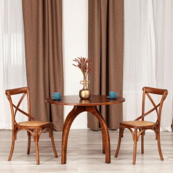 Стол деревянный THONET (mod.T9108) дерево вяз, 100х75 см, Темный Орех (№5)