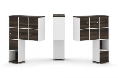 Надставка на стол высокая двухсторонняя + задняя стенка (8 шт.) + распашной фасад (6 шт.) CONCEPT CN.DNV-009 Дуб Мали Белый бриллиант Белый металл