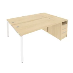 Рабочая станция с опорной тумбой Metal System Б.РС-СТП-2.4 Акация/Белый