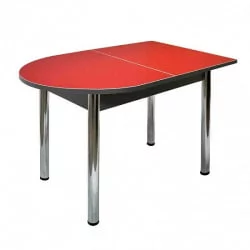 Стол обеденный Пристенный ХРОМ 1 кат. белый глянец ЛДСП белый