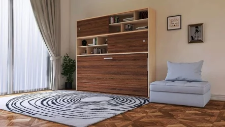 Кровать-трансформер Смарт 3 с полками Белая шагрень