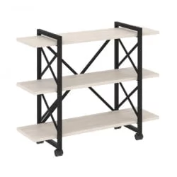Стеллаж на колесных опорах - 3 полки LOFT  VR.L-MST.K-3.8V Металл черный Денвер светлый