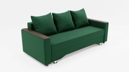 Зеленый диван Квадро-2 ПБ (ЗР) Цвет фасада: Зеленый; Тип: Прямой; Материал фасада: Металл/Велюр