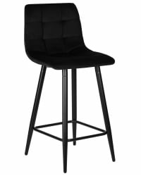 Стул полубарный DOBRIN OLIVIA (черные матовые ножки, черный велюр (108-77))