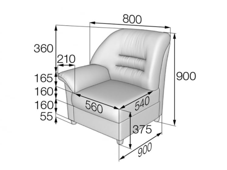 Кресло подлокотник правый Премьер V-100/3_1
