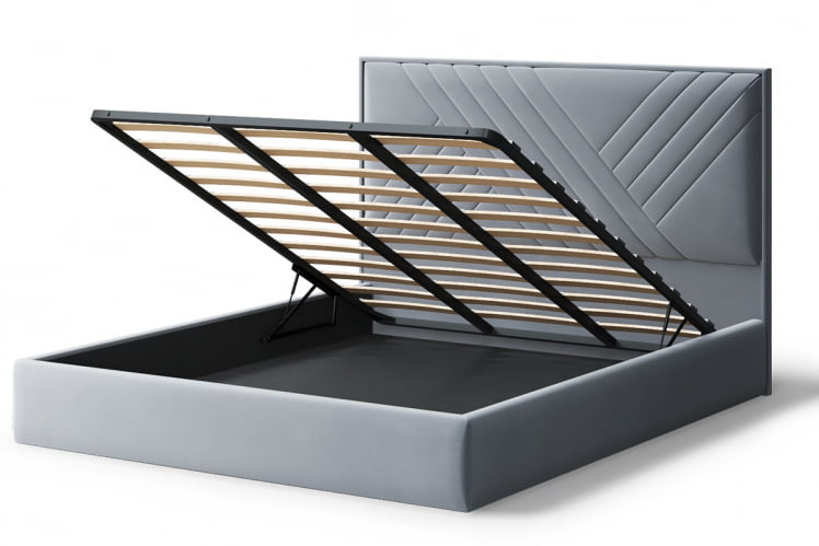 Кровать МИРА 2000*1800мм (без опор), велюр NEO 25 (серый), (б/основания, б/матраса)_2