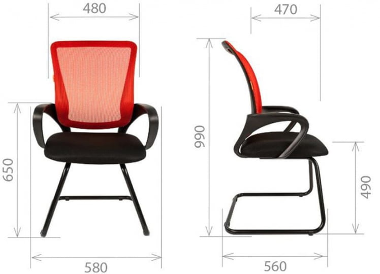 Кресло для посетителей CHAIRMAN 969 В (V) сетка черная/ткань черная_3