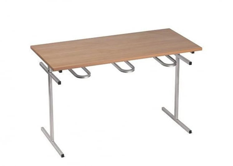 Стол обеденный универсальный с подвесами для 6 табуретов 1500х700 мм Пластик Бук/Металл Коричневый_0