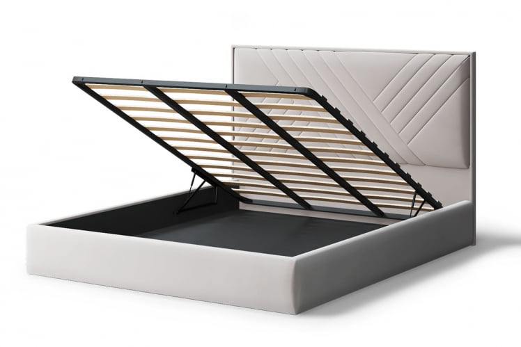 Кровать МИРА 2000*1800мм (без опор), велюр NEO 02 (бежевый), (б/основания, б/матраса)_2