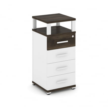 Тумба приставная с 4-мя ящиками и надставкой CONCEPT CN.TUO-003 B/W Дуб Мали Белый бриллиант Белый_0