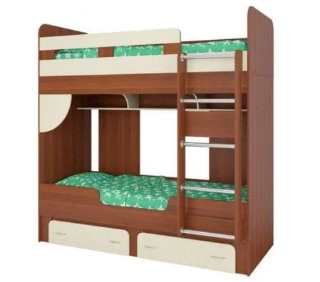 Детская Кровать 2-ярусная Твистер Итальянский орех/Крем_0