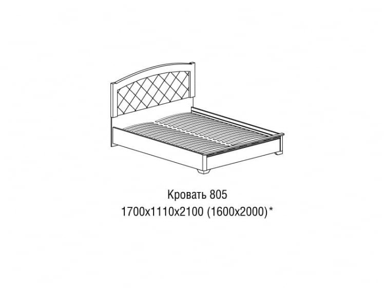 Кровать 1600 Парма 805 Дуб нортон темный Патина_1