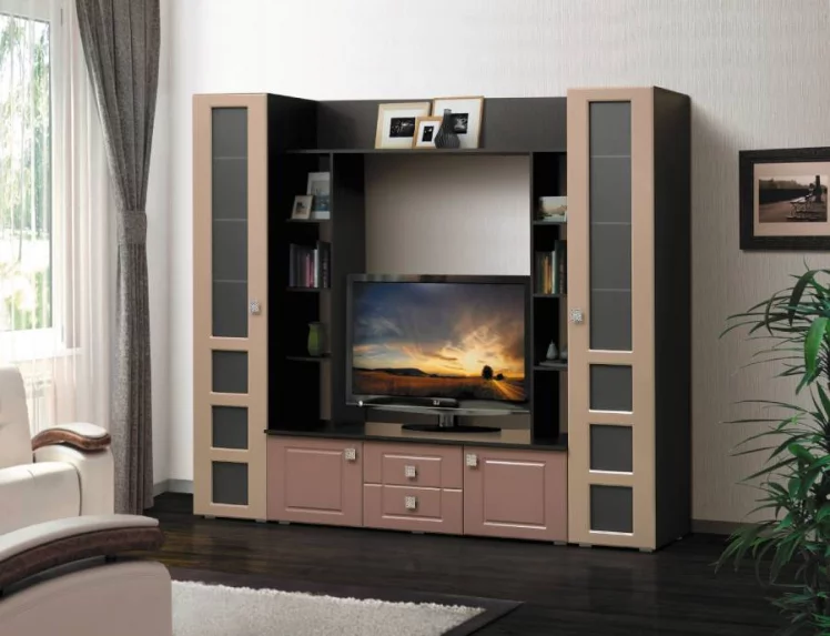 Набор мебели для гостиной Грация 7 МДФ глянец Венге/Дуб выбеленный_0