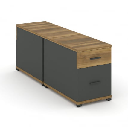 Тумба двухсторонняя опорная приставная с ящиком и распашным фасадом CONCEPT CN.DTGO-004 B/W Сандал Янтарный Антрацит_0