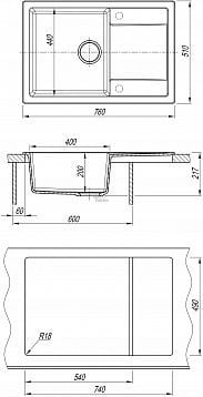 Мойка DR.Gans ТЕХНО 760 (760*510*217) Терра, 2124398 _1