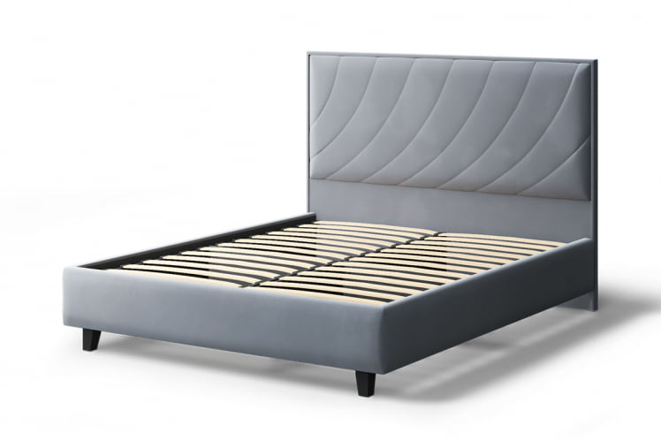 Кровать СОФИЯ 2000*1200мм (на опорах), велюр NEO 25 (серый), (б/основания, б/матраса)_1