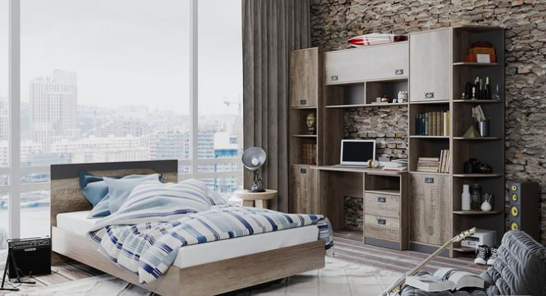 Набор детской мебели Пилигрим 03 Дуб каньон светлый/Серый_0