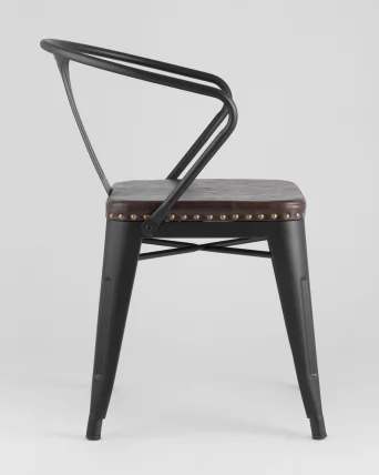 Стул TOLIX ARMS SOFT с подлокотниками Черный матовый_3