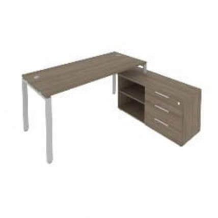 Рабочая станция на П-образном м/к с опорной тумбой правая Metal System Б.РС-СТС-2.4 Пр Вяз/Серый_0