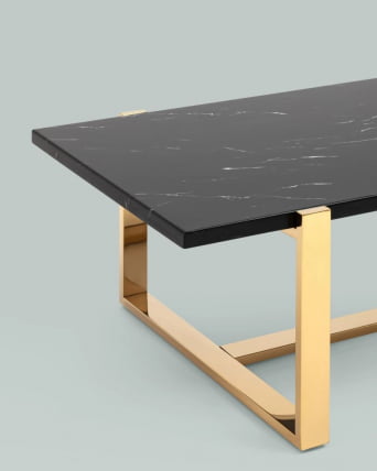 Журнальный столик Тоби 109*66 черный мрамор сталь Золото_1
