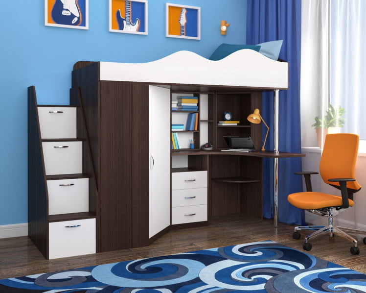 Кровать-стол Пионер 1 (Бодего/Белое дерево)_0